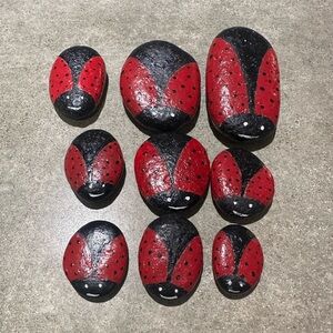 Hand-Painted Ladybug Stones